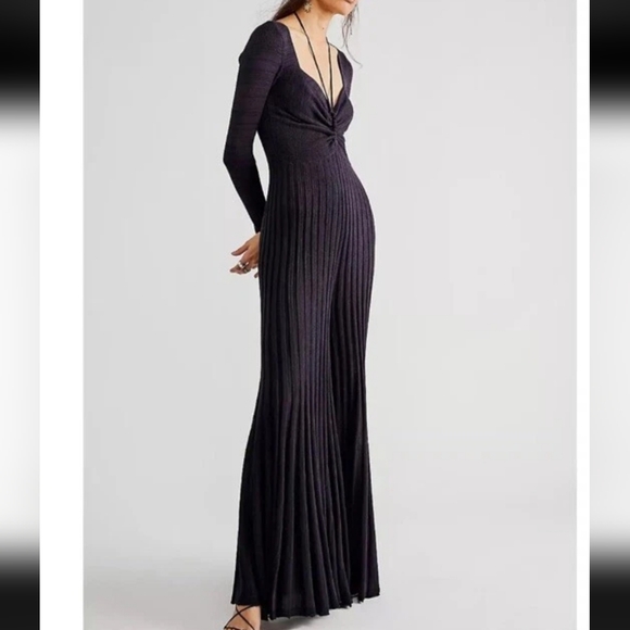 Free People Lady Luck Ribbed Wide Leg Jumpsuit - Picture 7 of 16